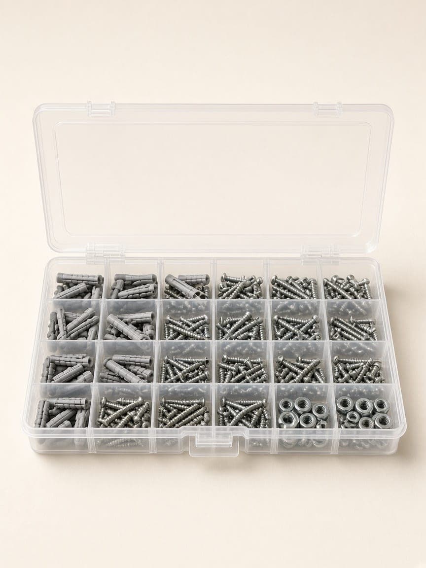 Caixa de parafusos e buchas sortidos (300 un.)